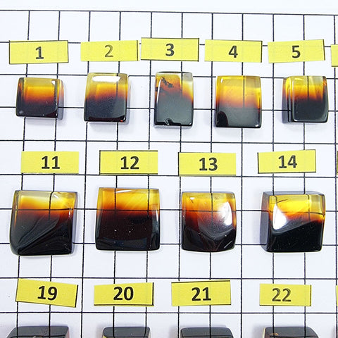 Gradient Amber Rectangular Shape Cabochons