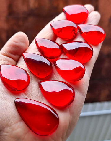 Red Amber Drop Free Shape Cabochons