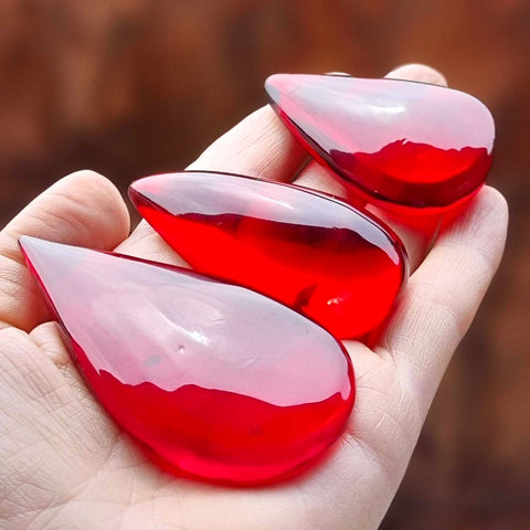 Red Amber Drop Free Shape Cabochons