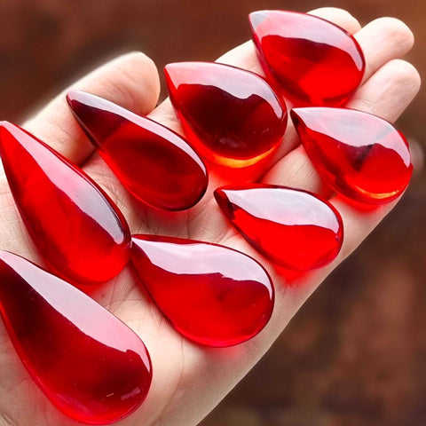 Red Amber Drop Free Shape Cabochons