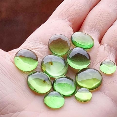 Green Amber Handmade Round Shape Cabochons