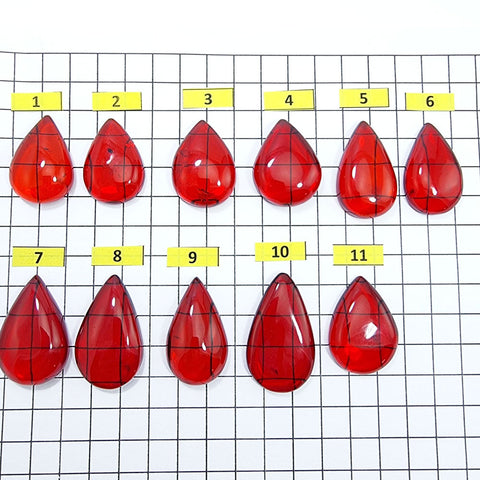 Red Amber Drop Free Shape Cabochons