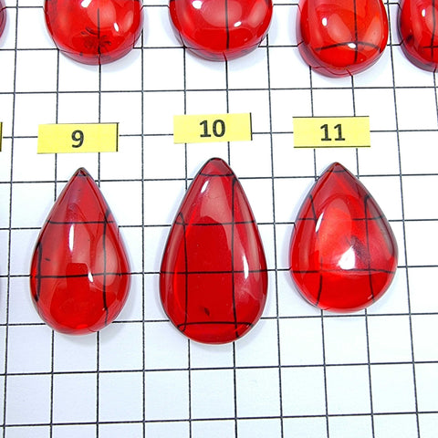 Red Amber Drop Free Shape Cabochons