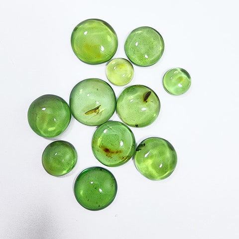 Green Amber Handmade Round Shape Cabochons