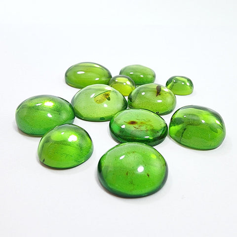 Green Amber Handmade Round Shape Cabochons