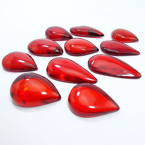 Red Amber Drop Free Shape Cabochons