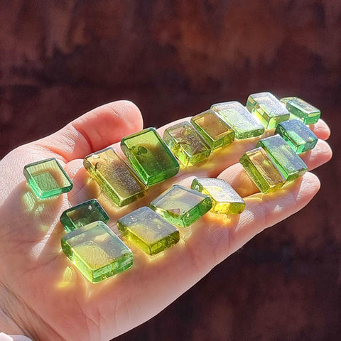 Green Amber Handmade Rectangular Cabochons