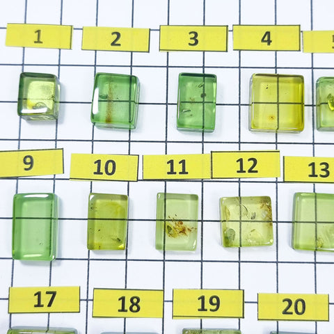 Green Amber Handmade Rectangular Cabochons