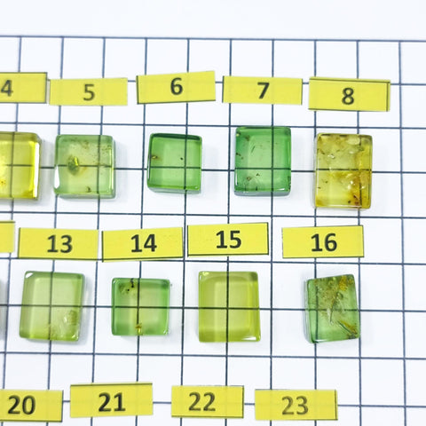 Green Amber Handmade Rectangular Cabochons