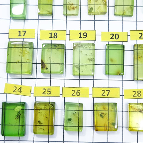 Green Amber Handmade Rectangular Cabochons