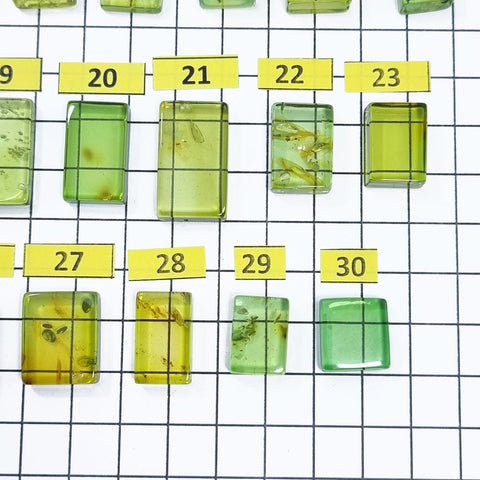 Green Amber Handmade Rectangular Cabochons