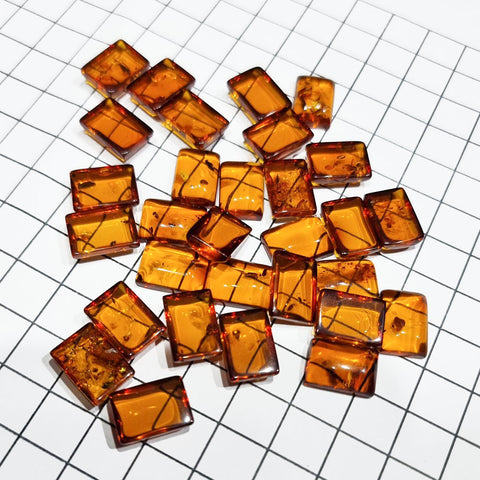 Cognac Amber Calibrated Rectangular Cabochons