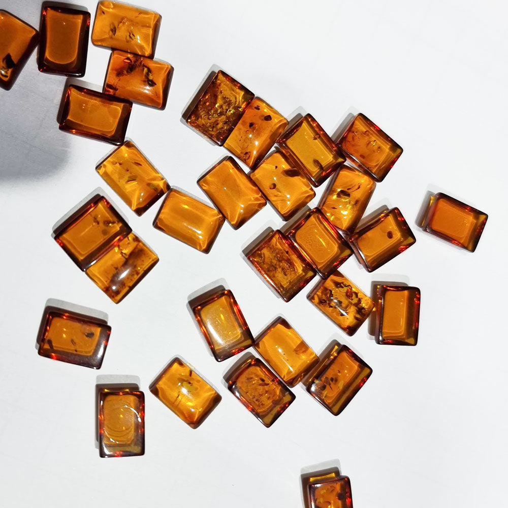Cognac Amber Calibrated Rectangular Cabochons