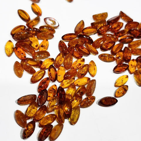 Cognac Amber Calibrated Marquise Cabochons 10pcs