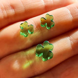 Green Amber Calibrated Clover Cabochons
