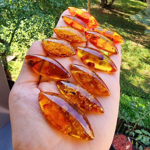 Cognac Amber Marquise Shape Cabochons