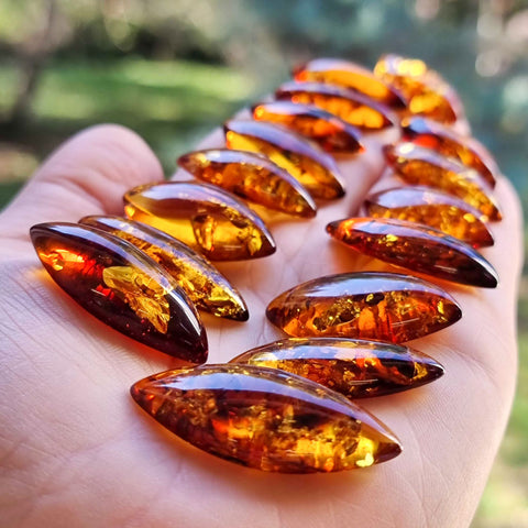 Cognac Amber Marquise Shape Cabochons