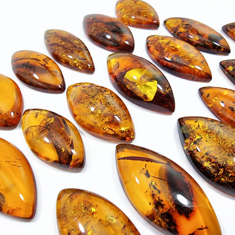 Cognac Amber Marquise Shape Cabochons