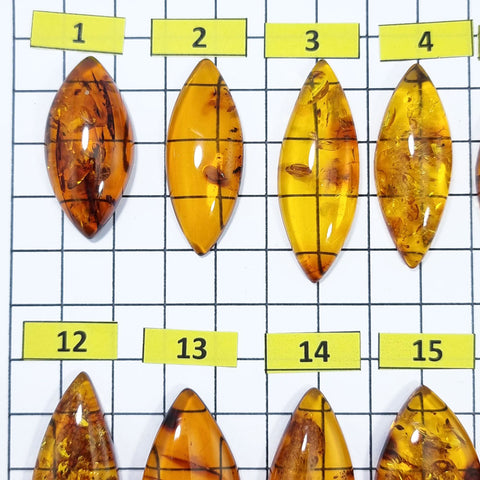 Cognac Amber Marquise Shape Cabochons