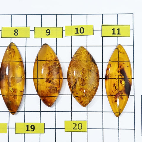 Cognac Amber Marquise Shape Cabochons