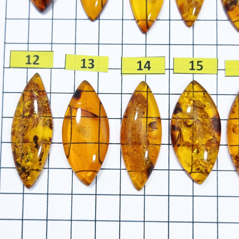 Cognac Amber Marquise Shape Cabochons