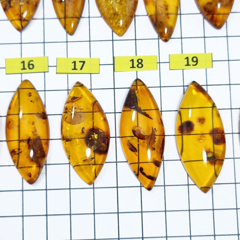 Cognac Amber Marquise Shape Cabochons