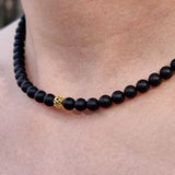 Black Amber Round Beads Necklace
