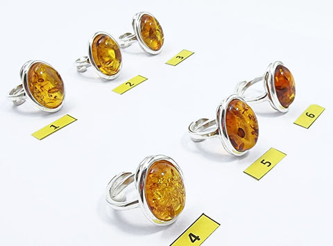 Cognac Amber Free Shape Adjustable Ring Sterling Silver