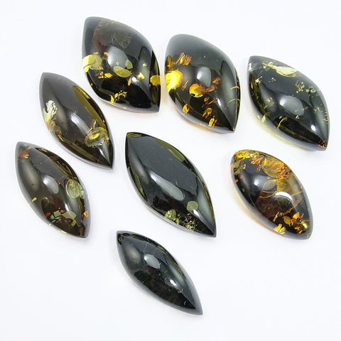 Green "Earth Stone" Marquise Shape Cabochons