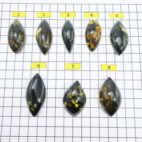 Green "Earth Stone" Marquise Shape Cabochons