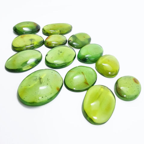 Green Amber Handmade Free Shape Cabochons