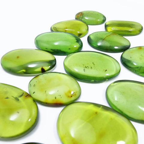 Green Amber Handmade Free Shape Cabochons