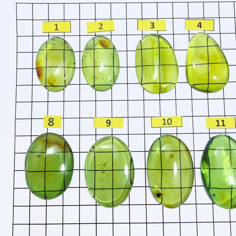 Green Amber Handmade Free Shape Cabochons