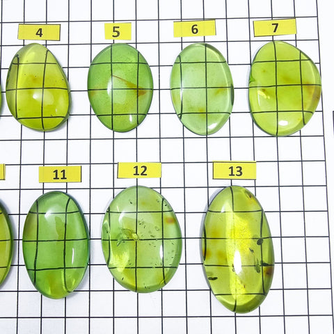 Green Amber Handmade Free Shape Cabochons