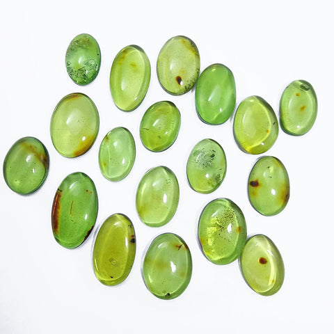 Green Amber Handmade Free Shape Cabochons