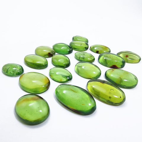 Green Amber Handmade Free Shape Cabochons