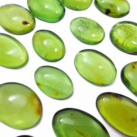 Green Amber Handmade Free Shape Cabochons