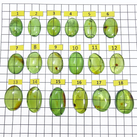 Green Amber Handmade Free Shape Cabochons