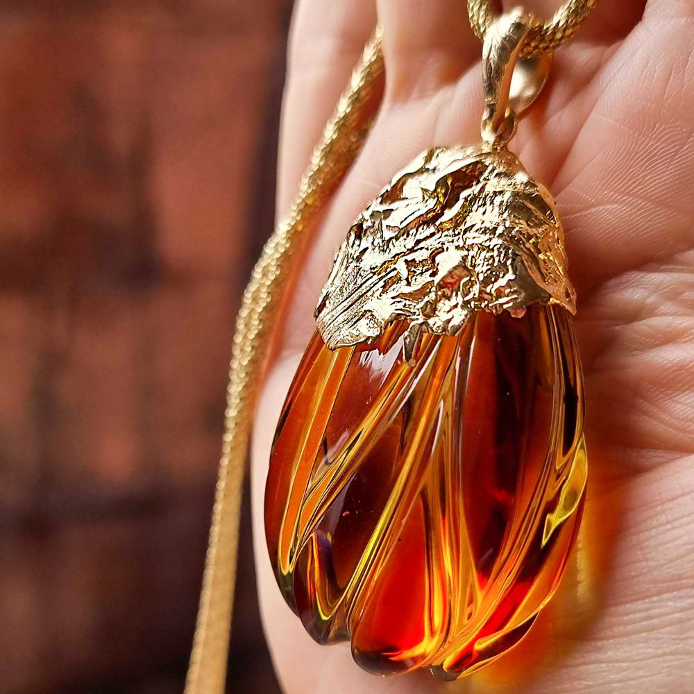 Vintage Baltic Amber Sterling Pendant Necklace, Art Nouveau Style Calla  Lillies | eBay