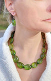 Green Amber Nuggets Beads Necklace