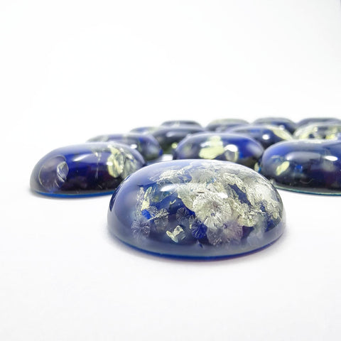 Blue Amber Calibrated Round Shape Cabochons