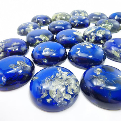 Blue Amber Calibrated Round Shape Cabochons