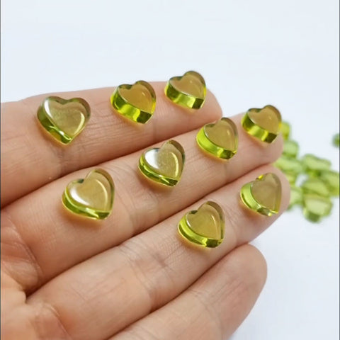 Green Amber Calibrated Heart Cabochon