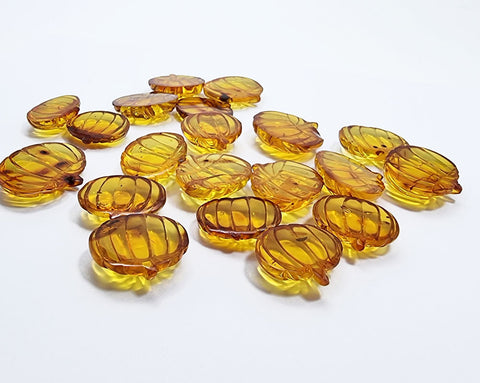 Cognac Amber Carved Pumpkin Cabochons