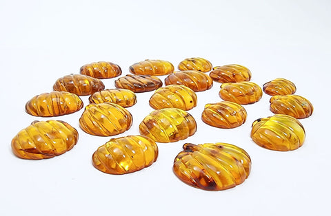 Cognac Amber Carved Pumpkin Cabochons