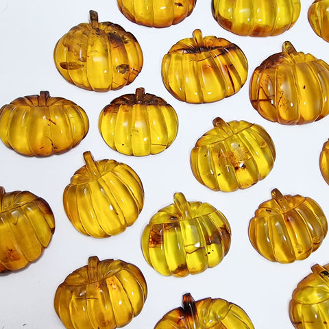 Cognac Amber Carved Pumpkin Cabochons