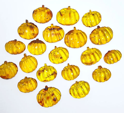 Cognac Amber Carved Pumpkin Cabochons