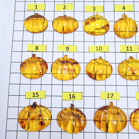 Cognac Amber Carved Pumpkin Cabochons