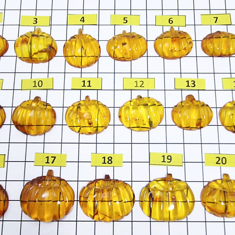 Cognac Amber Carved Pumpkin Cabochons