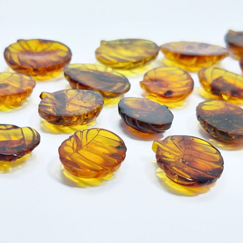 Cognac Amber Carved Pumpkin Cabochons